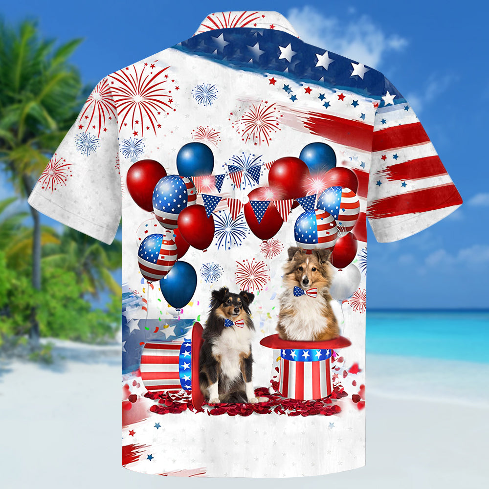Shetland Sheepdog Independence Day Hawaiian Shirt