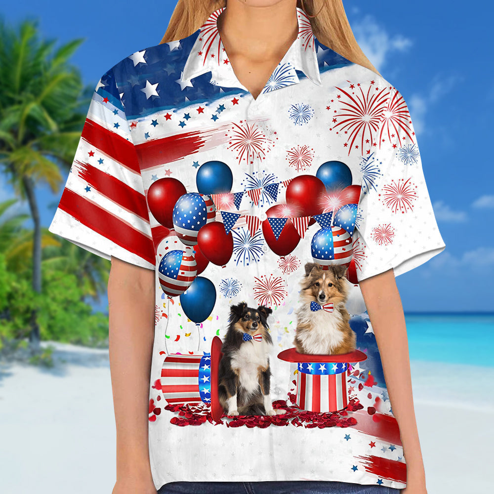 Shetland Sheepdog Independence Day Hawaiian Shirt