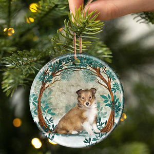 Shetland Sheepdog Puppy Among Forest Porcelain/Ceramic Ornament