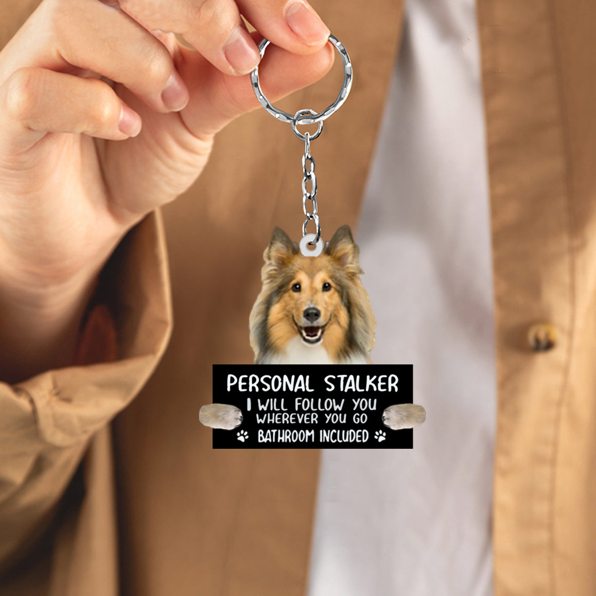 Shetland Sheepdog Personal Stalker Acrylic Keychain