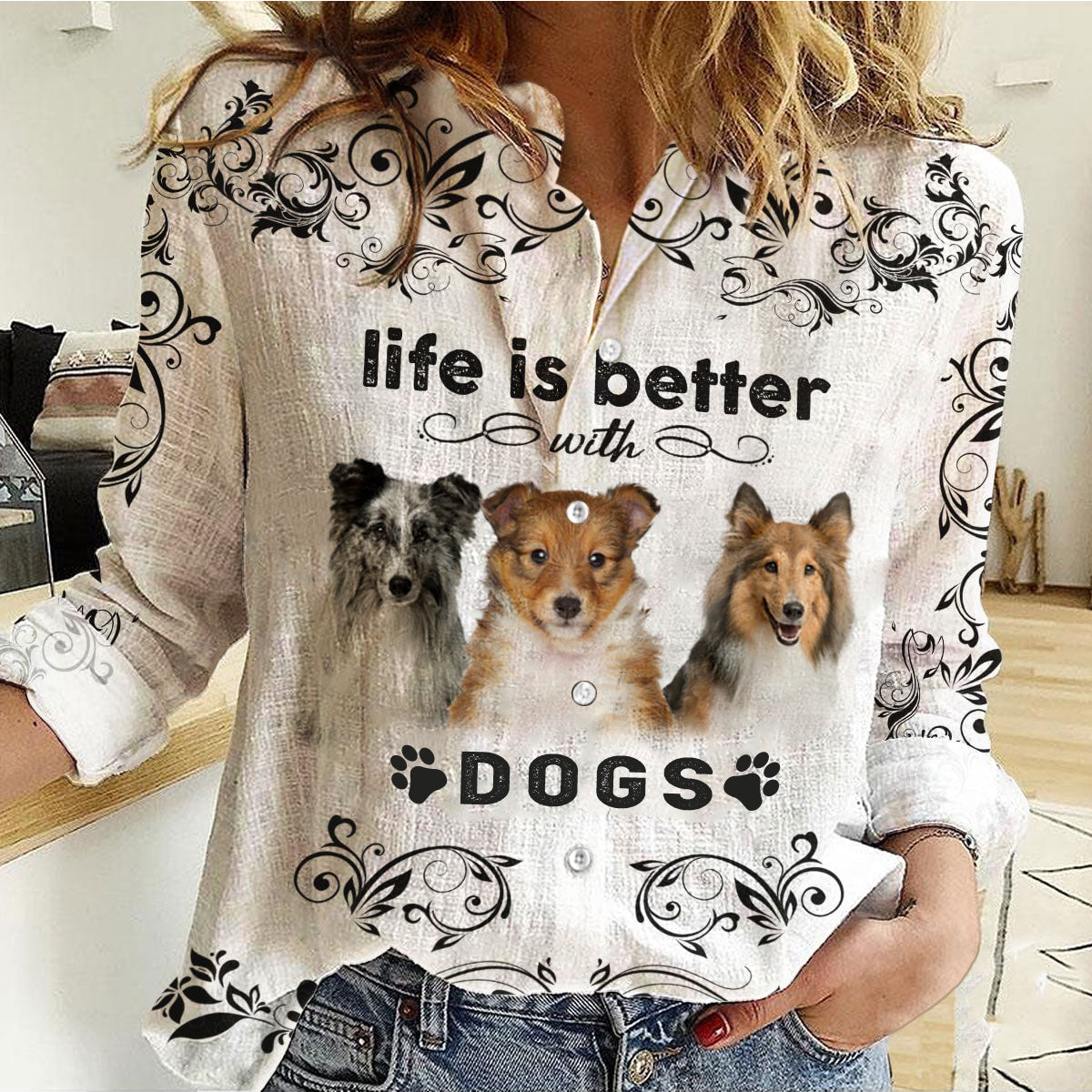 Shetland Sheepdog - Life Is Better With Dogs Women's Long-Sleeve Shirt
