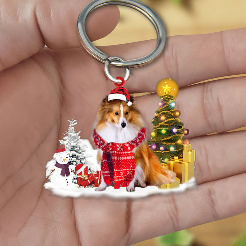 Shetland Sheepdog Early Merry Christma Acrylic Keychain