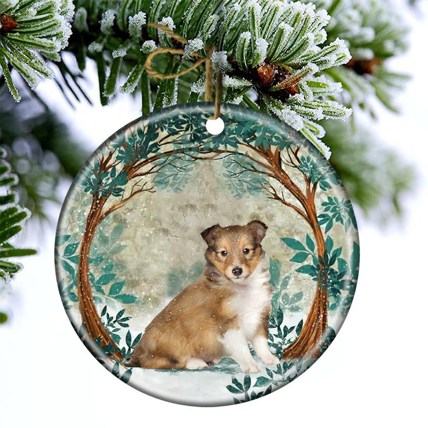 Shetland Sheepdog Among Forest Porcelain/Ceramic Ornament