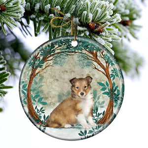 Shetland Sheepdog Among Forest Porcelain/Ceramic Ornament