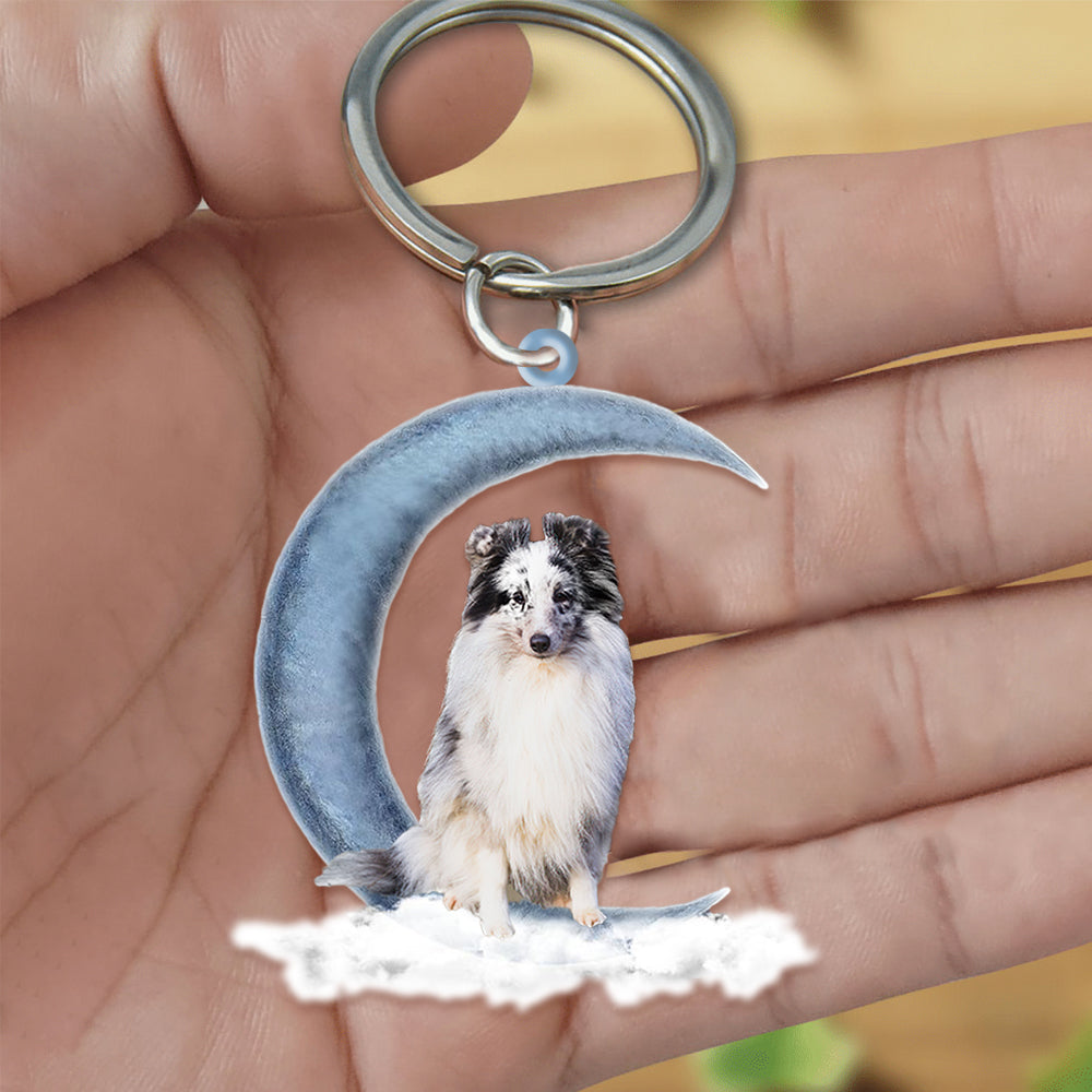 Shetland Sheepdog On The Moon Flat Acrylic Keychain