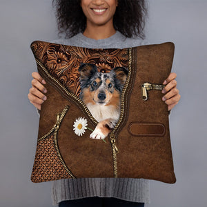 Shetland Sheepdog Holding Daisy Pillow Case