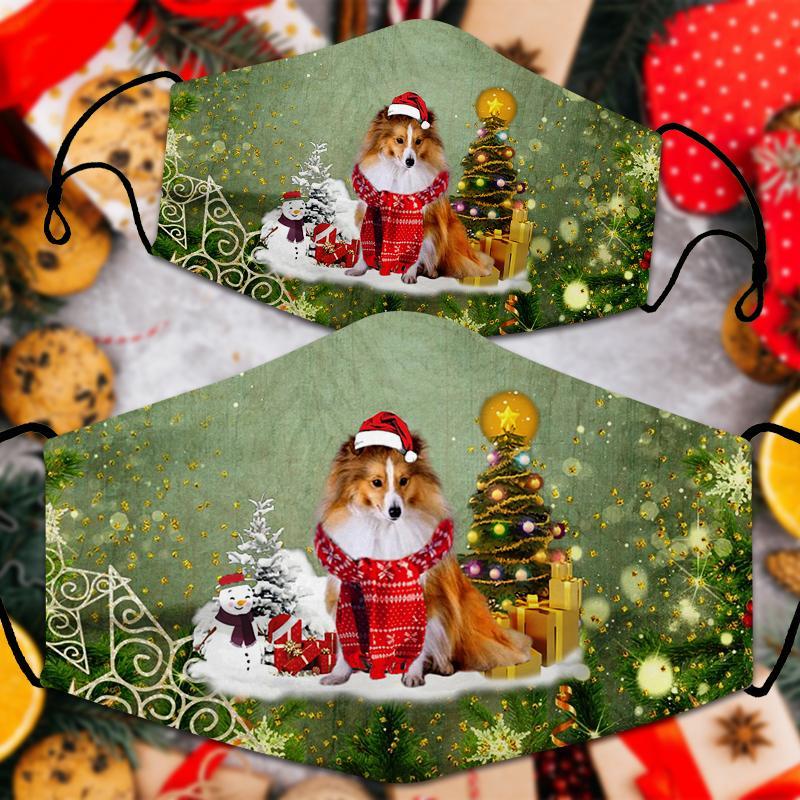 Shetland Sheepdog /Sheltie Merry Christmas Face Mask