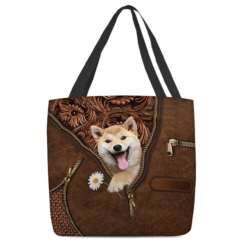 Shiba Inu 2 Holding Daisy Tote Bag