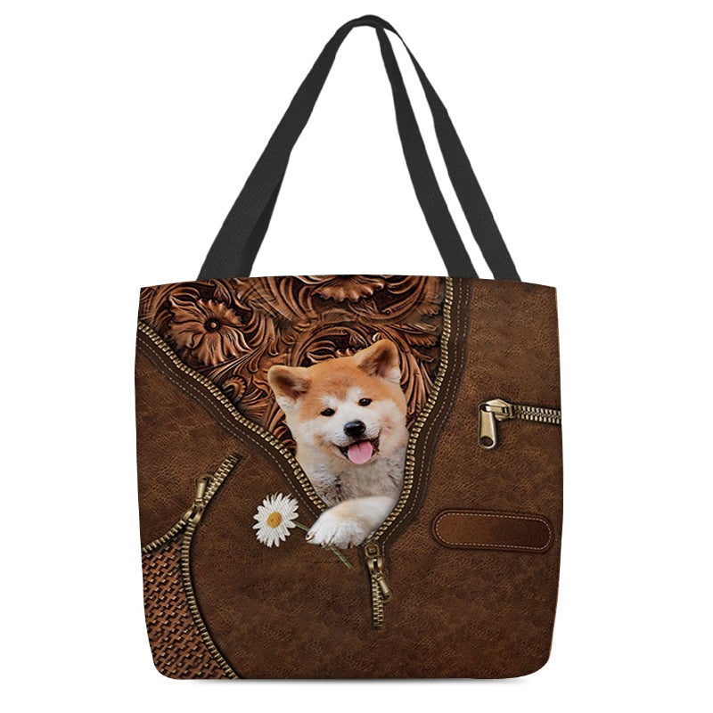 Shiba Inu Holding Daisy Tote Bag