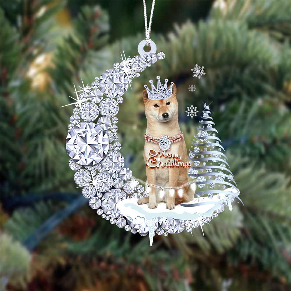 Shiba Inu Diamond Moon Merry Christmas Ornament