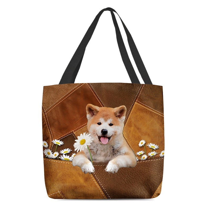 Shiba Inu Holding Daisy  All Over Printed Tote Bag