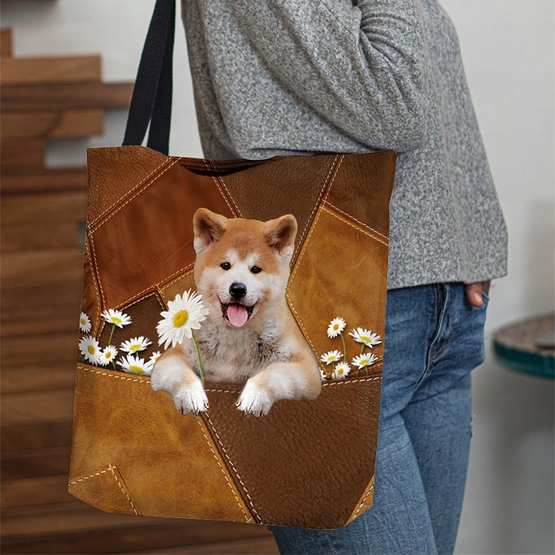 Shiba Inu Holding Daisy  All Over Printed Tote Bag