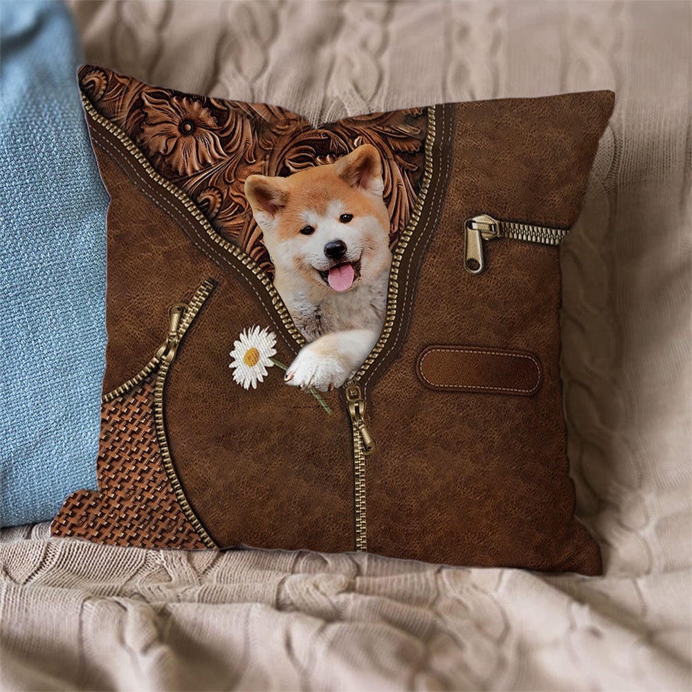 Shiba Inu 2 Holding Daisy Pillow Case