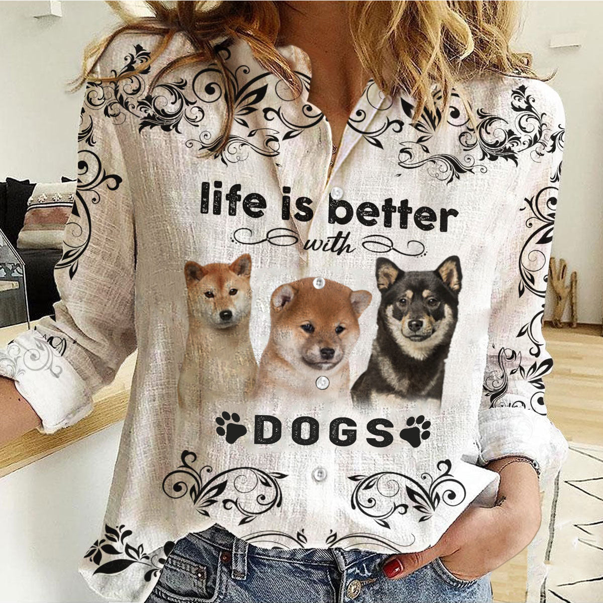 Shiba Inu - Life Is Better With Dogs Women's Long-Sleeve Shirt
