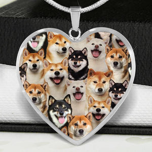 A Bunch Of Shiba Inus Heart Necklace