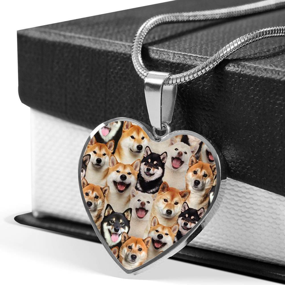 A Bunch Of Shiba Inus Heart Necklace