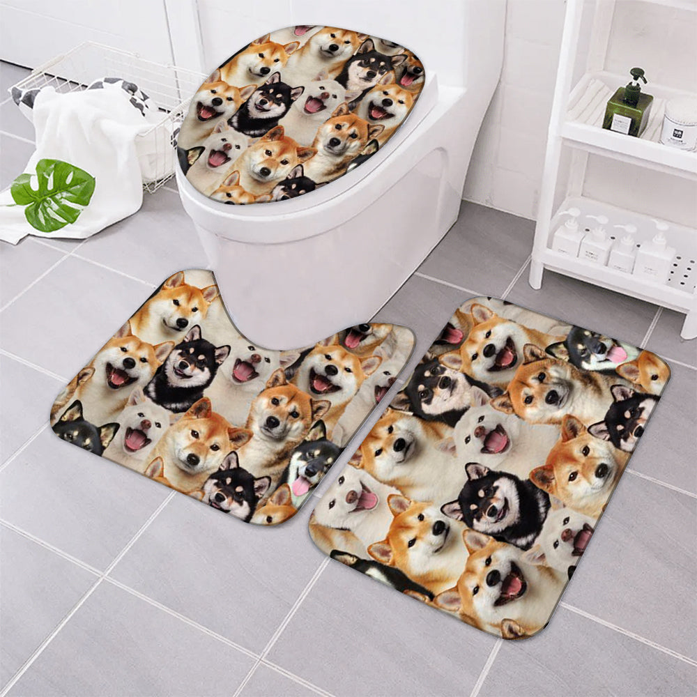 A Bunch Of Shiba Inus Bathroom Mat Set