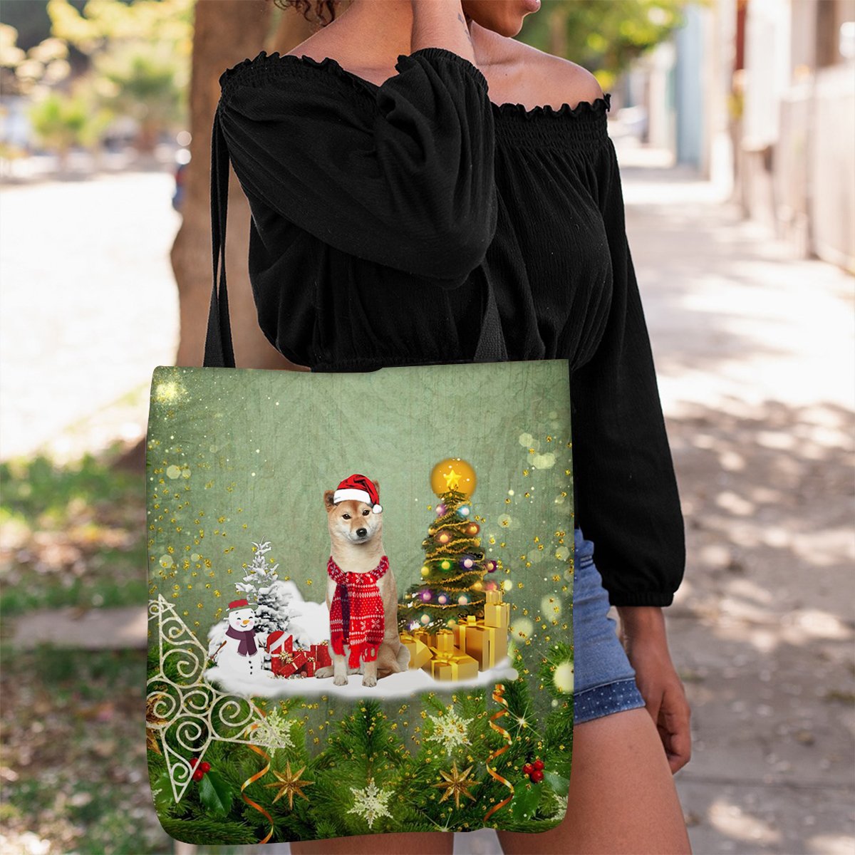 Shiba inu Merry Christmas Tote Bag
