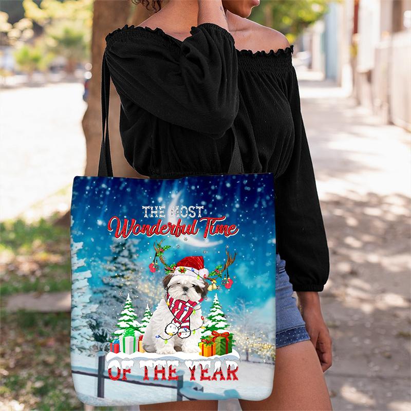 Shih Tzu Christmas Tote Bag