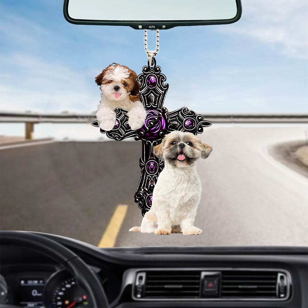 Shih Tzu Pray For God Car Hanging Ornament