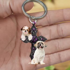Shih Tzu Pray For God Acrylic Keychain