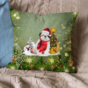 Shih Tzu Merry Christmas Pillow Case