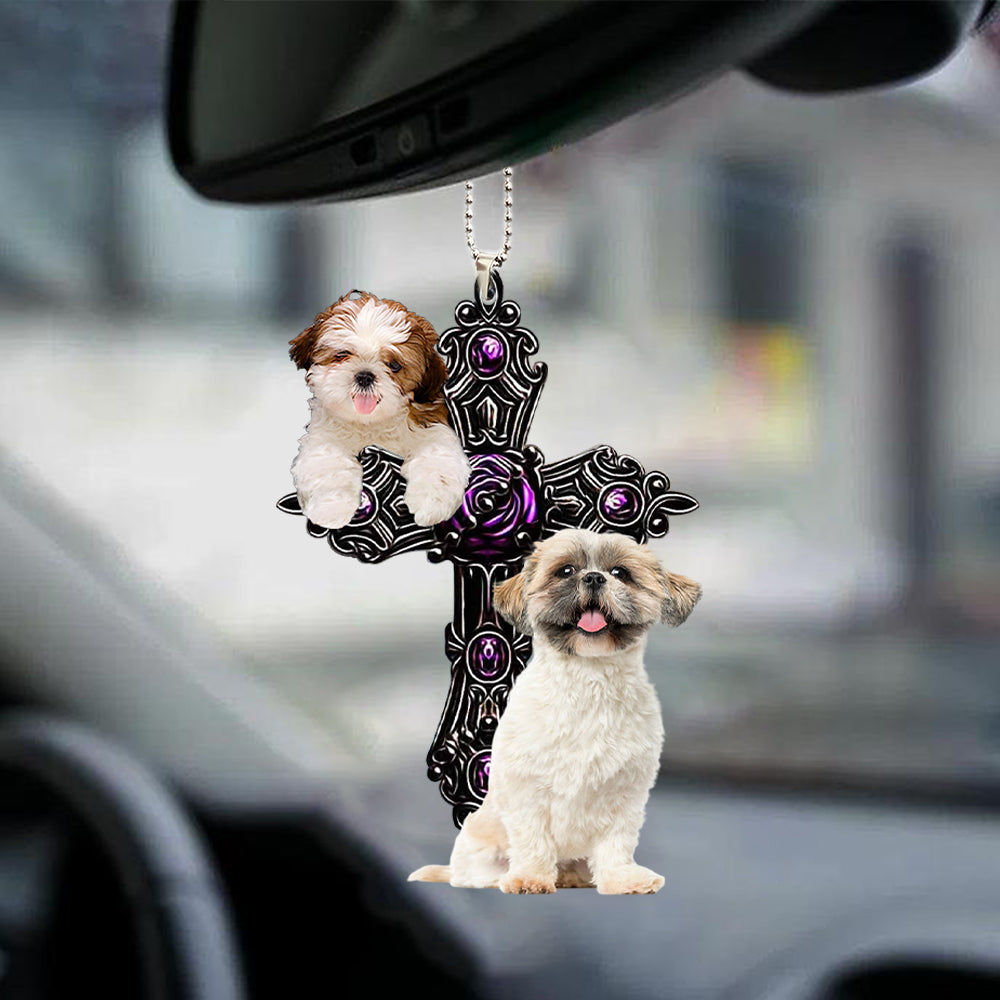 Shih Tzu Pray For God Car Hanging Ornament