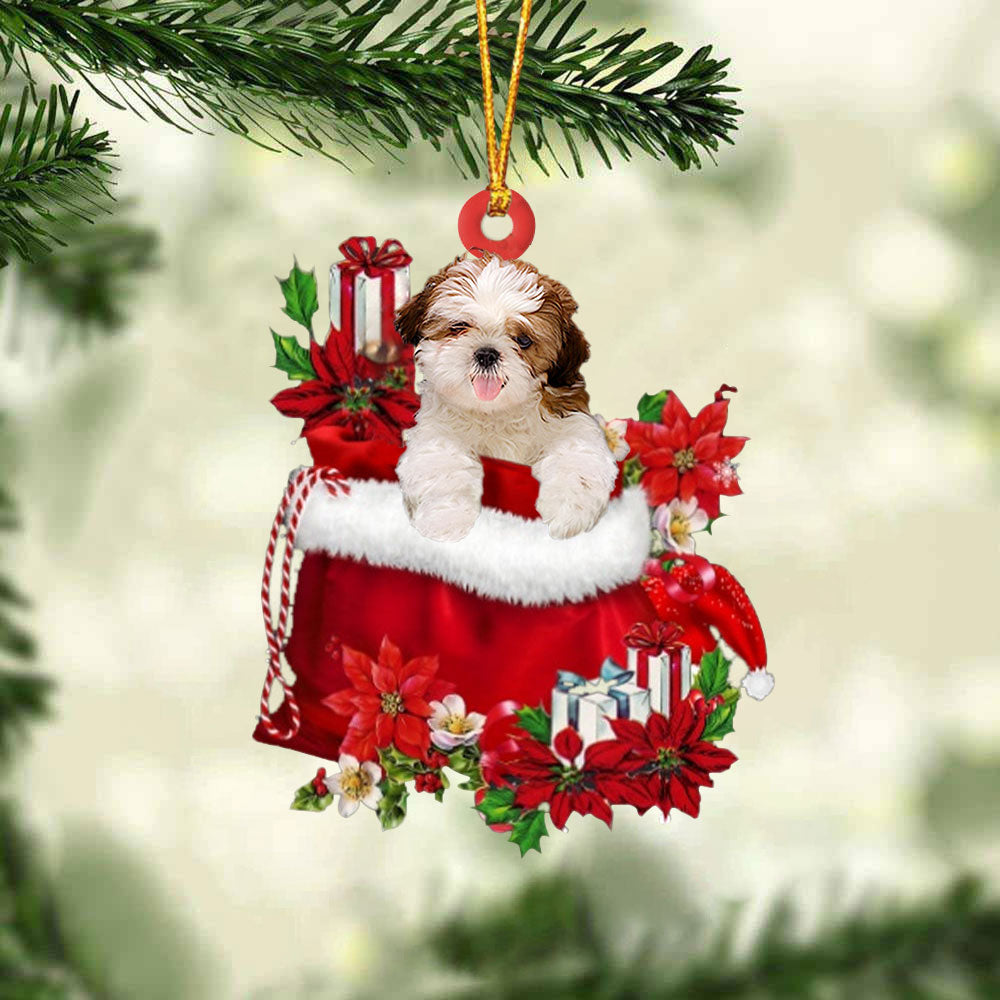 Shih Tzu01 In Gift Bag Christmas Ornament