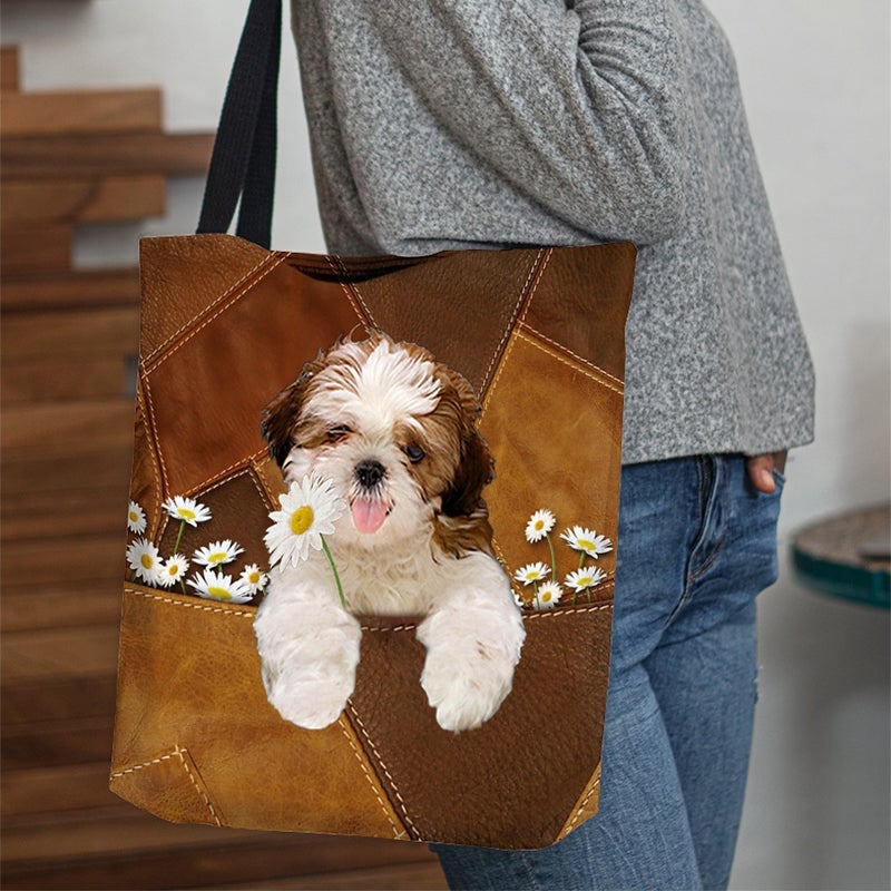 Shih Tzu02 Holding Daisy  All Over Printed Tote Bag