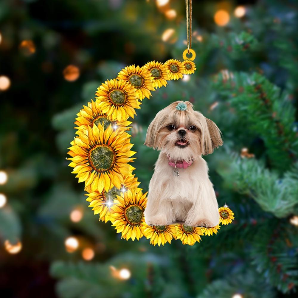 Shih Tzu On Sunflower Moon Ornament