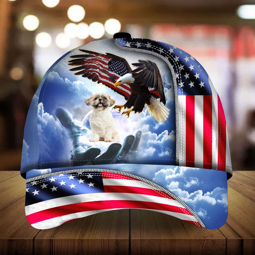Shih Tzu Perfect One Nation Under God Cap For Patriots And Dog Lovers
