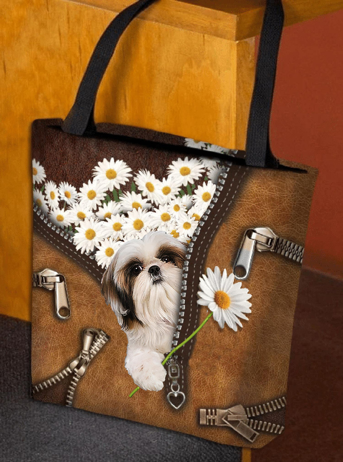 Shih Tzu 2 Daisy Women Tote Bag