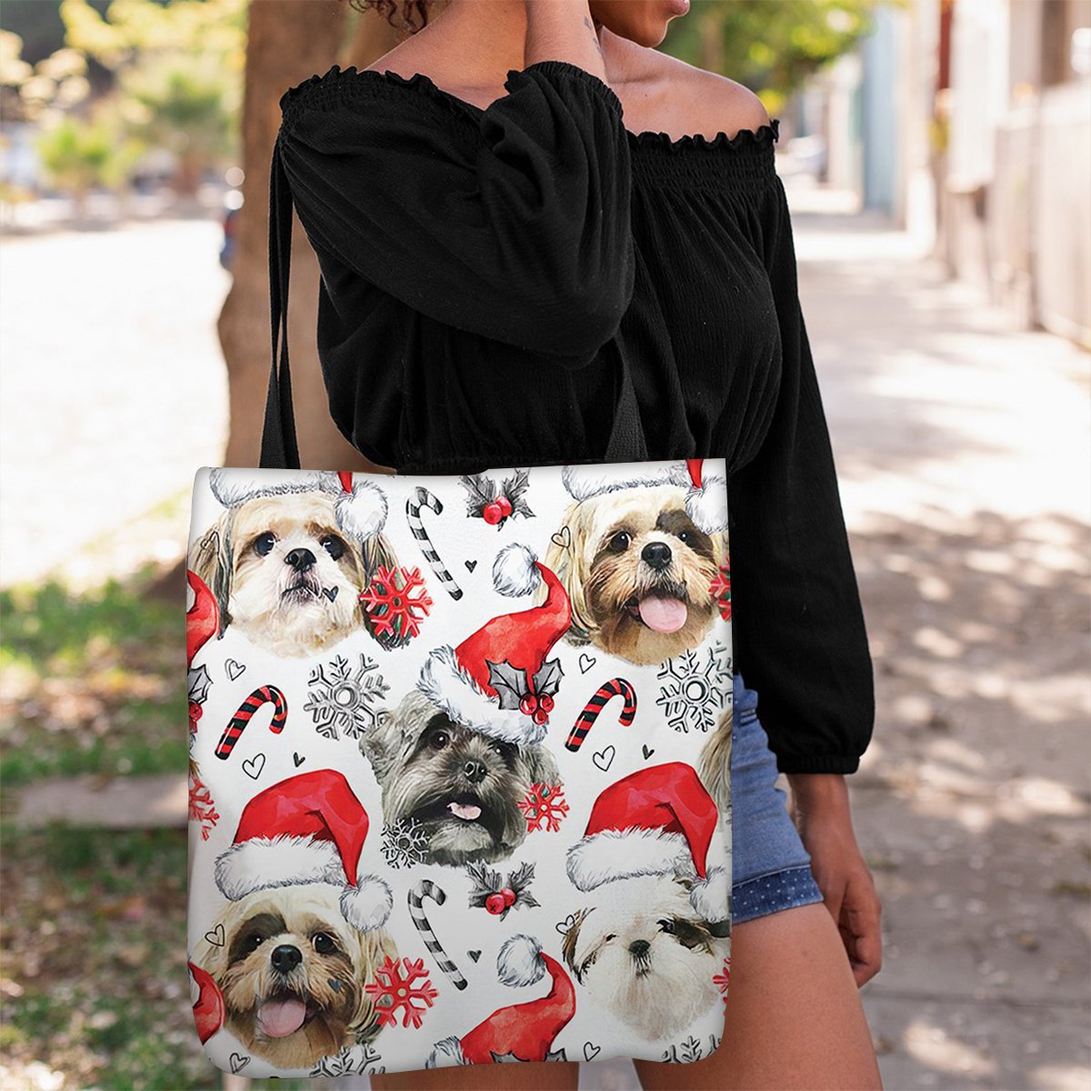 Shih Tzu Merry Christmas Tote Bag