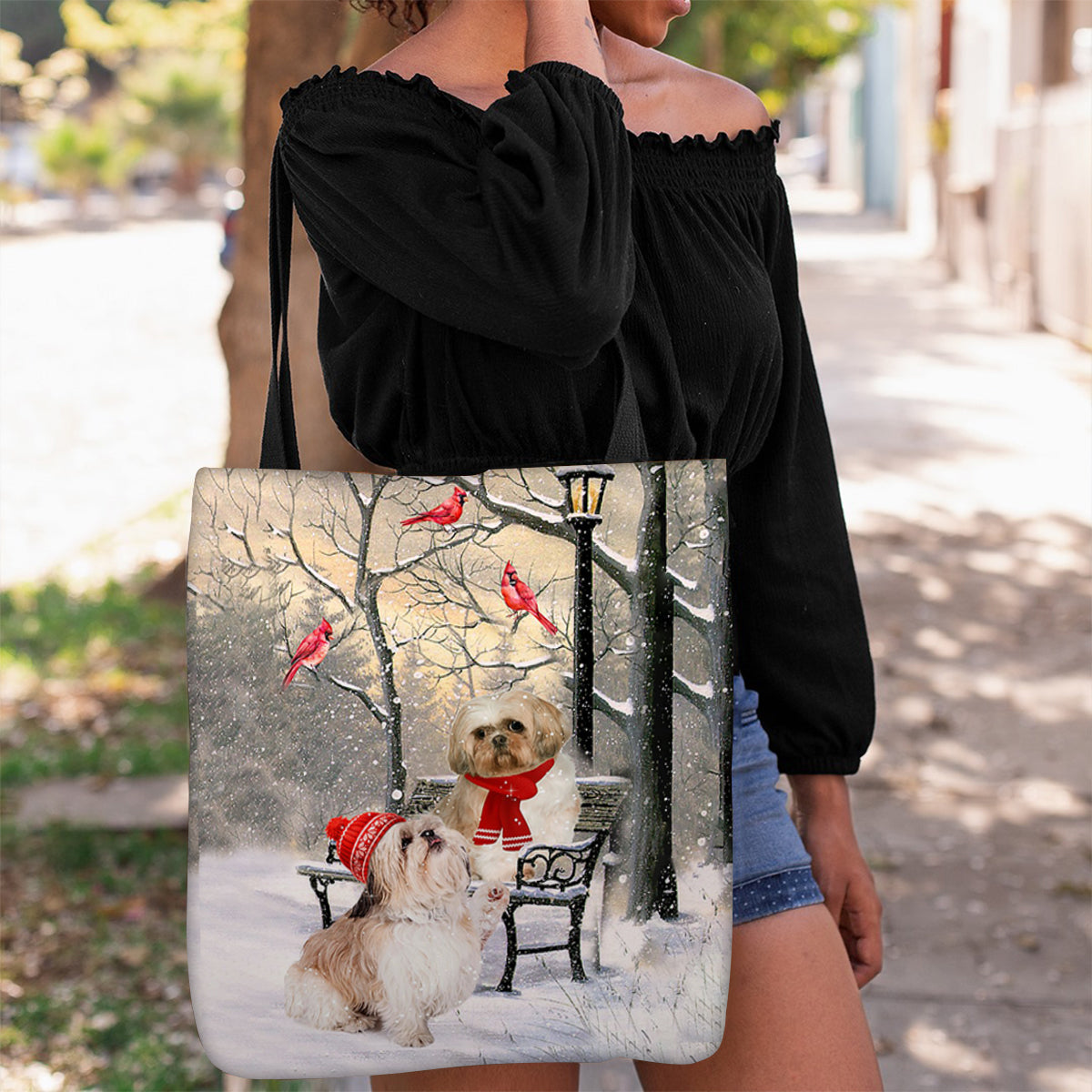 Shih Tzu Hello Christmas/Winter/New Year Tote Bag