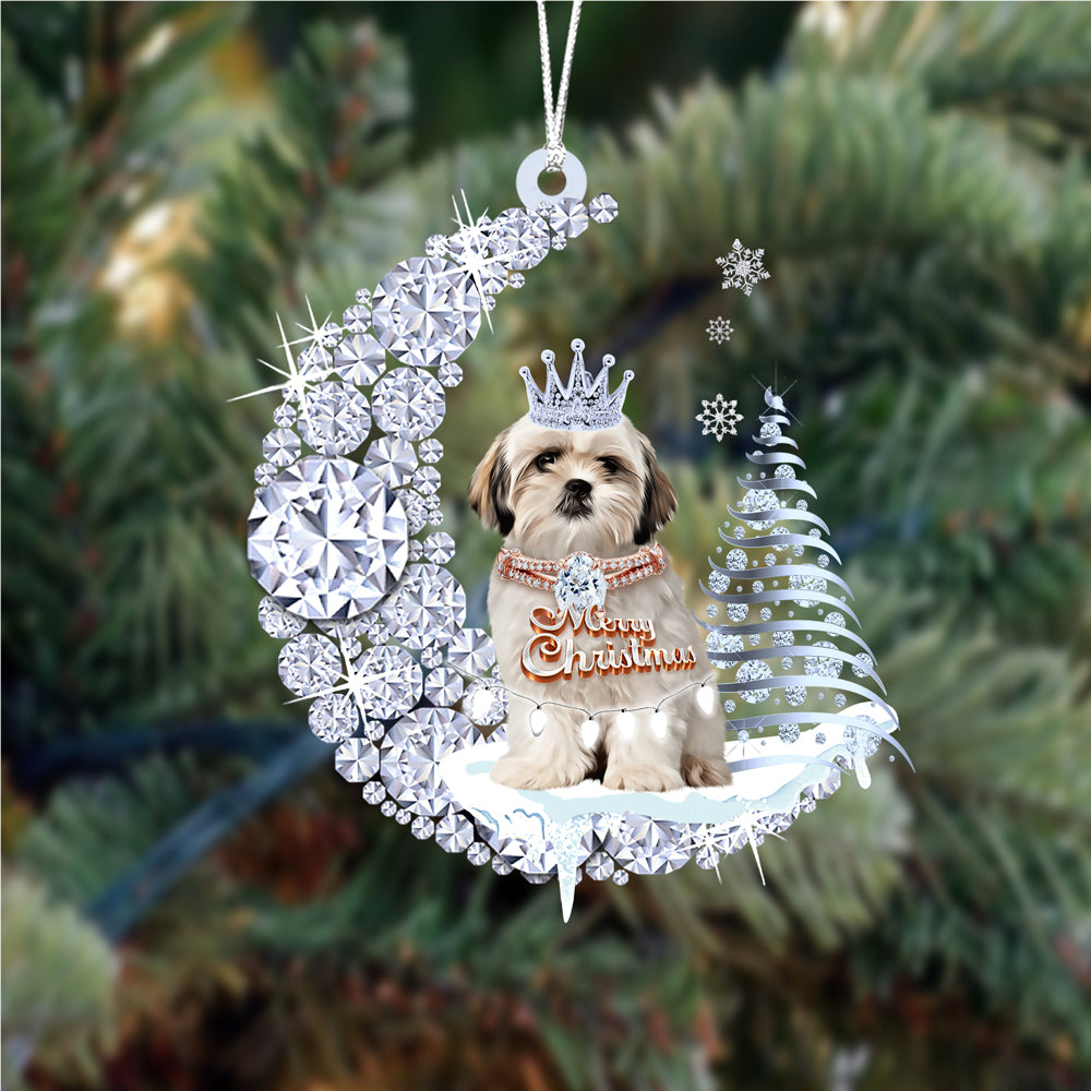 Shih Tzu  (1) Diamond Moon Merry Christmas Ornament
