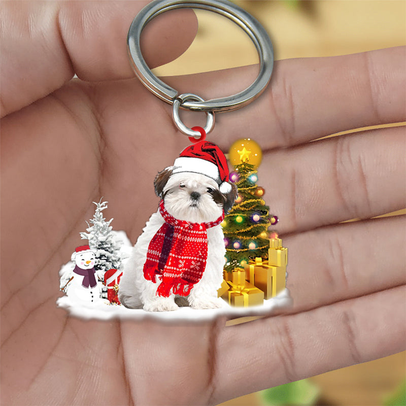 Shih Tzu Early Merry Christma Acrylic Keychain