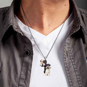 Shih Tzu Pray For God Stainless Steel Necklace