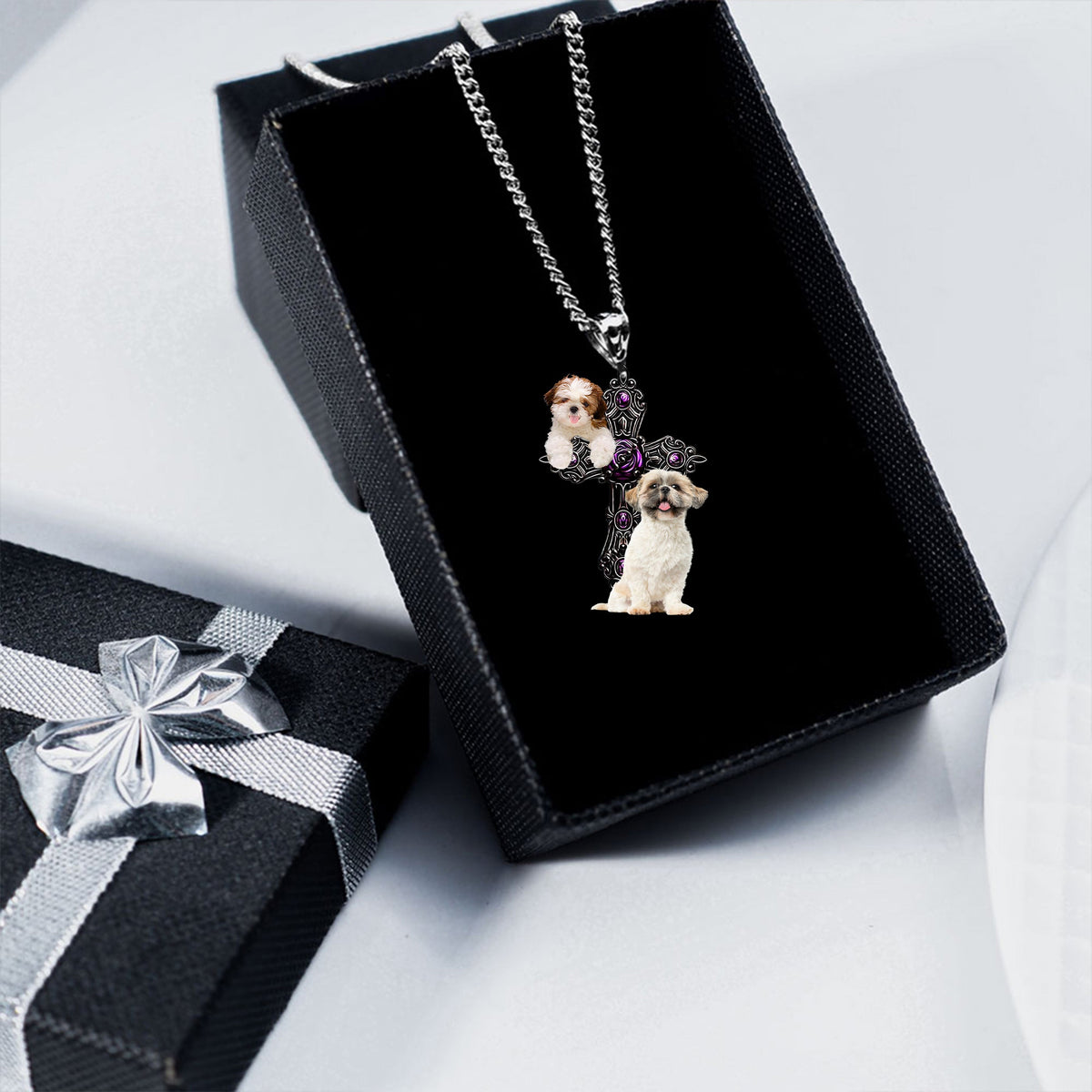 Shih Tzu Pray For God Stainless Steel Necklace