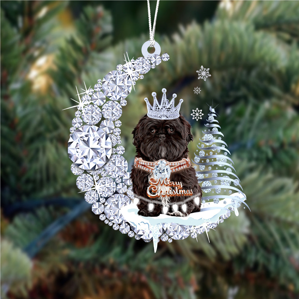 Shih Tzu  (4) Diamond Moon Merry Christmas Ornament