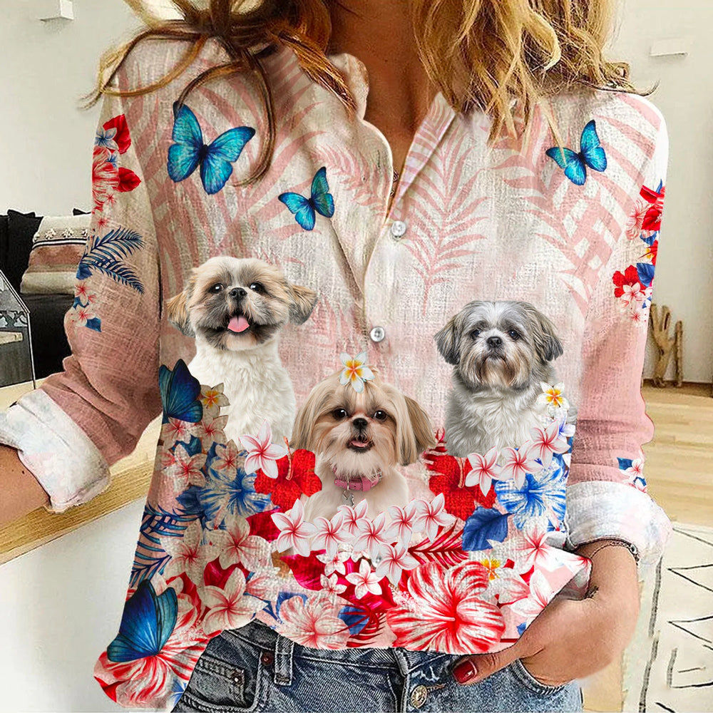 Shih Tzu Floral Casual Shirt