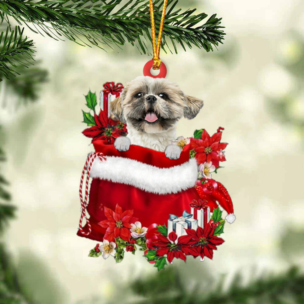 Shih Tzu In Gift Bag Christmas Ornament