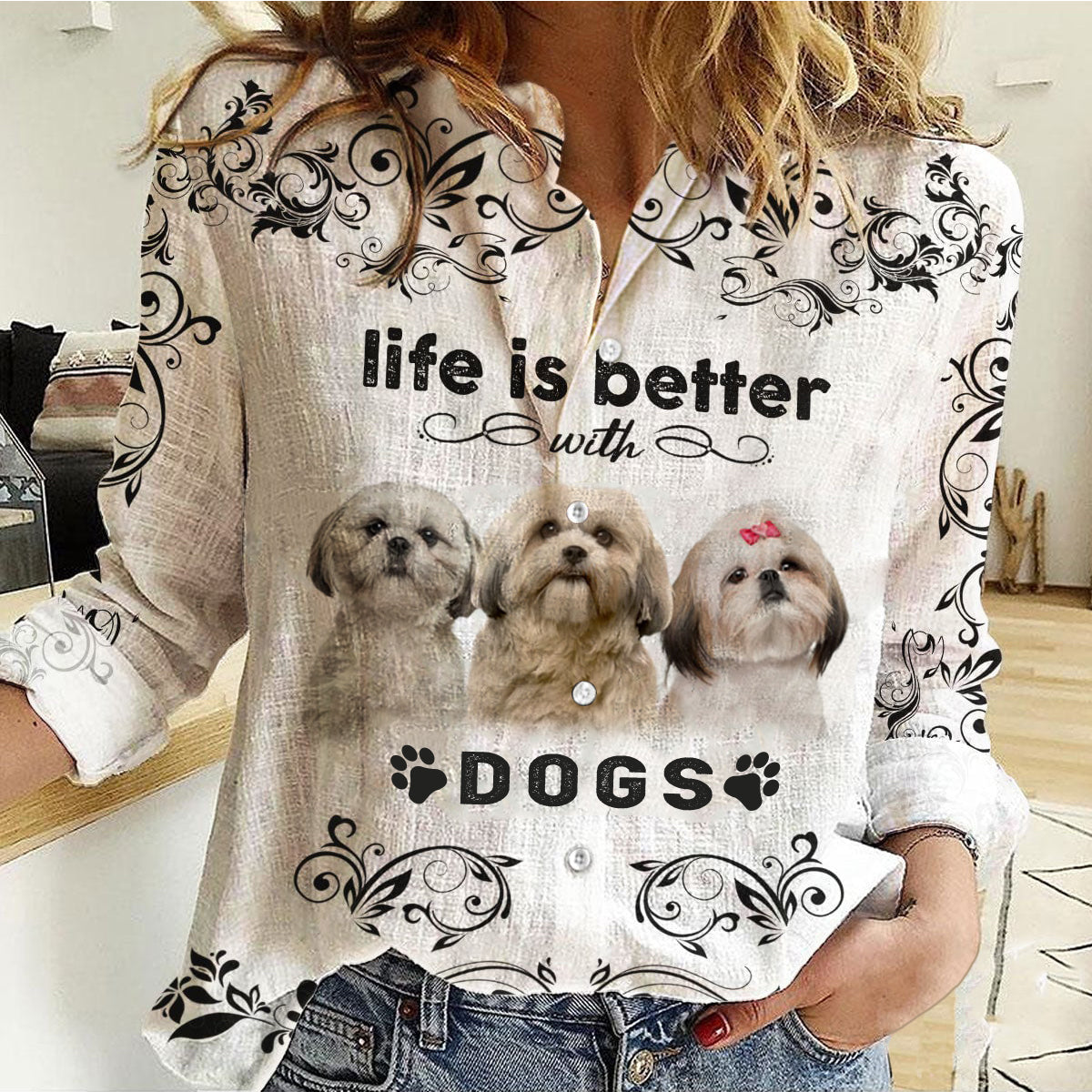 Shih Tzu - Life Is Better With Dogs Women's Long-Sleeve Shirt