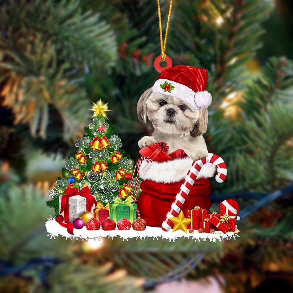 Shih Tzu Gift Bag Merry Christmas Ornament