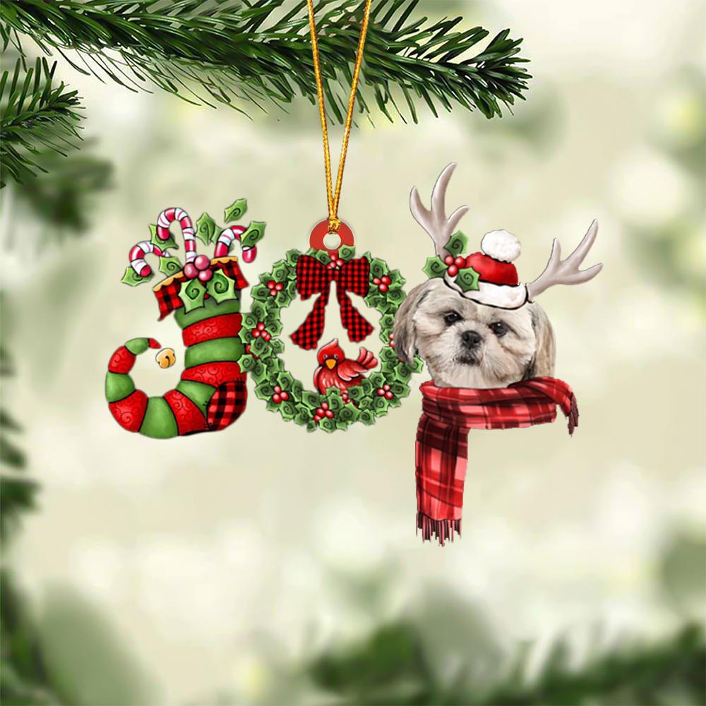 Shih Tzu JOY Reindeer Hanging Ornament