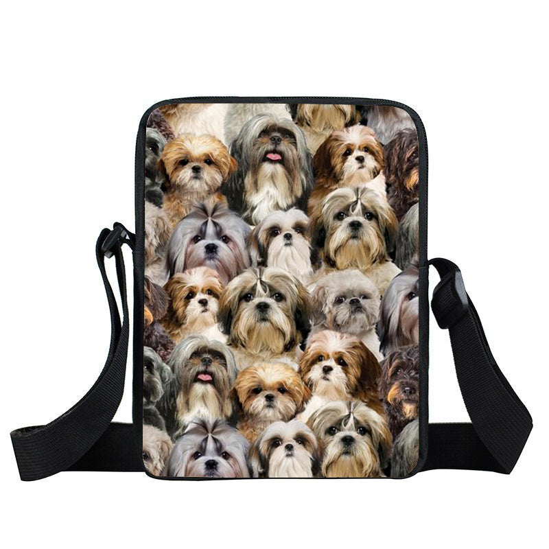 A Bunch Of Shih Tzus Oxford Cloth Zipped Messenger Bag