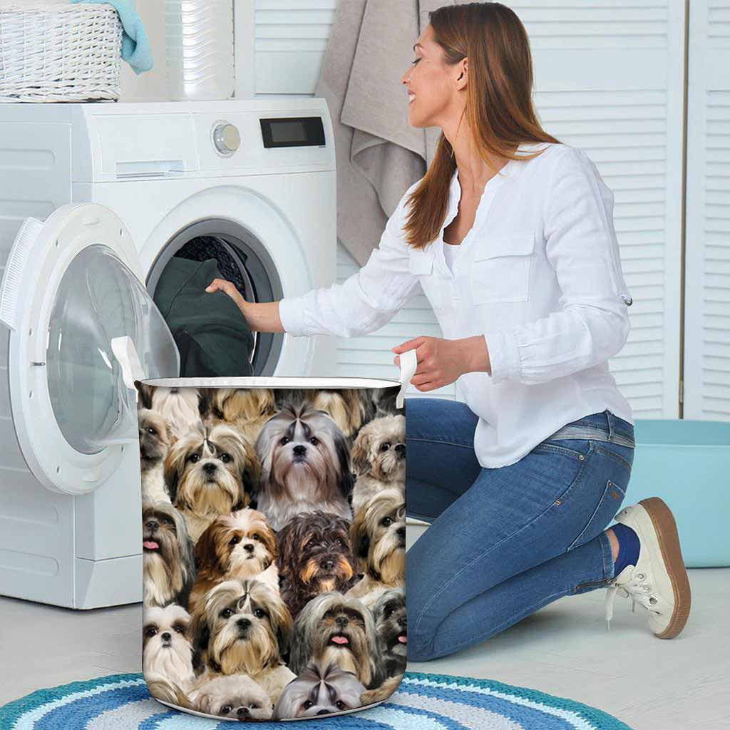 A Bunch Of Shih Tzus Laundry Basket