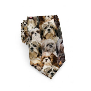 A Bunch Of Shih Tzus Tie For Men/Great Gift Idea For Christmas