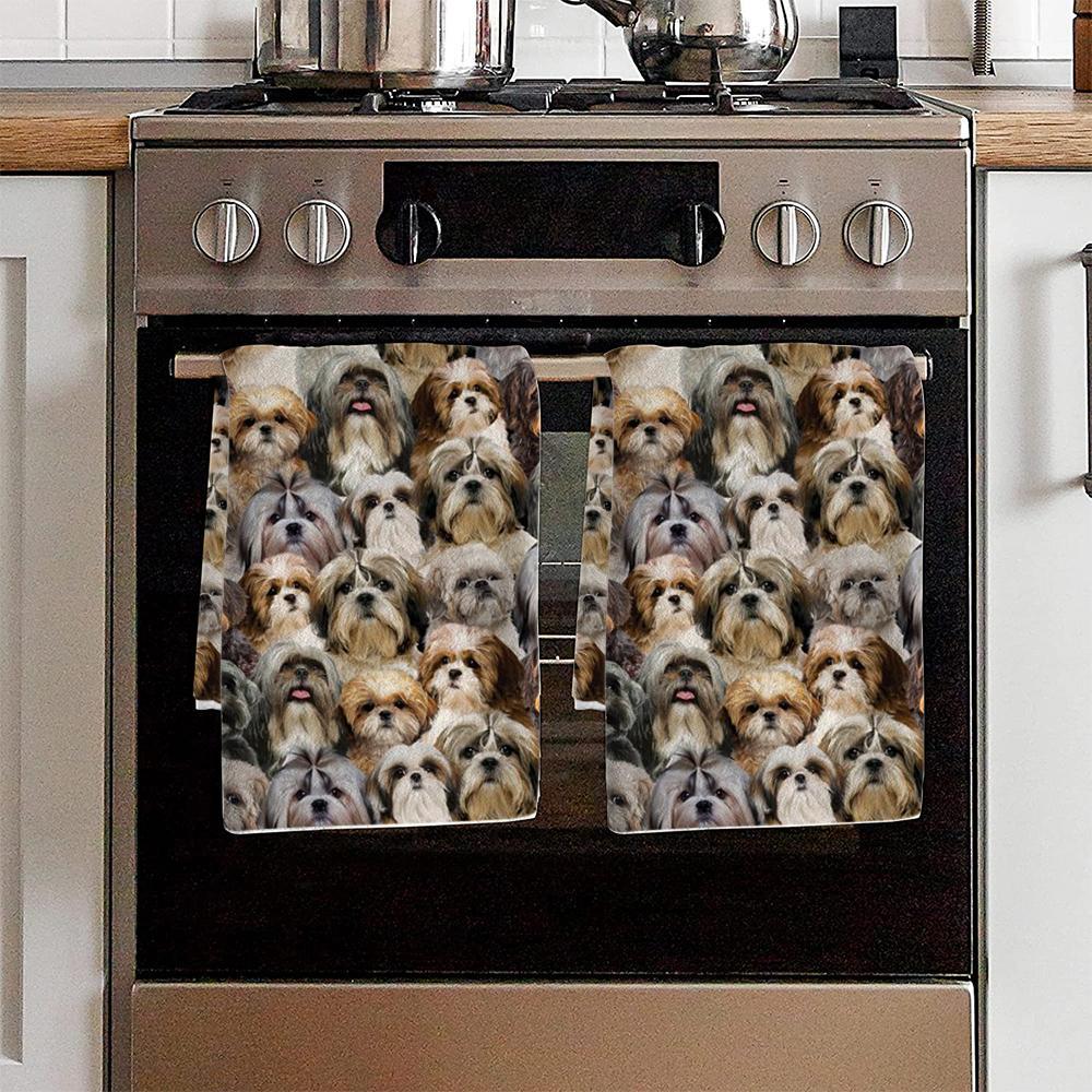 A Bunch Of Shih Tzus Kitchen Towel