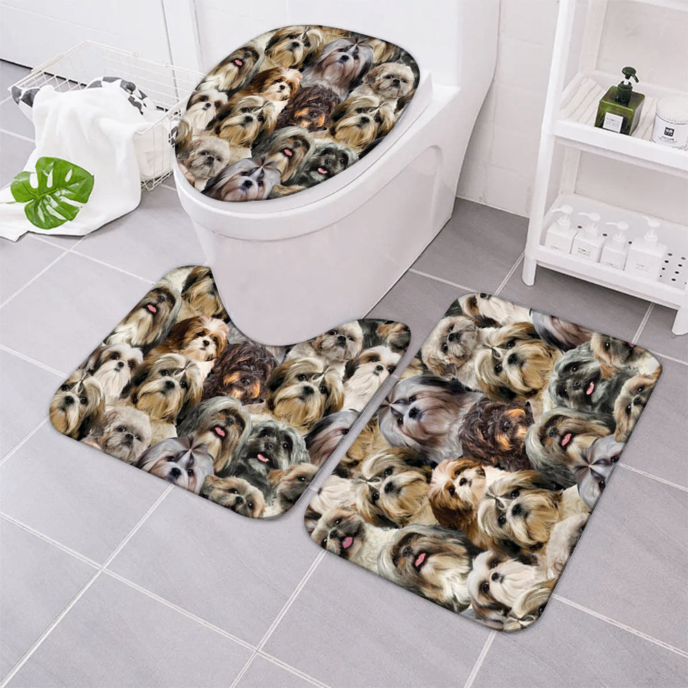 A Bunch Of Shih Tzus Bathroom Mat Set