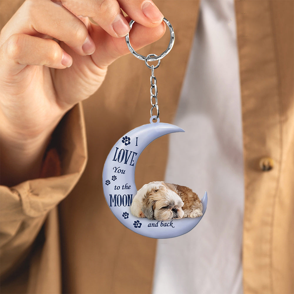 Shih tzu I Love You To The Moon And Back Flat Acrylic Keychain